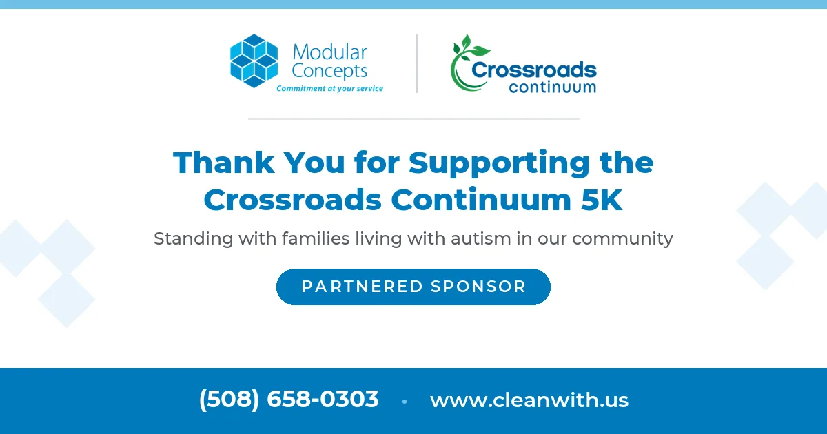 Crossroads Continuum 5K and Family Fun Day in Marlborough MA, sponsored by Modular Concepts